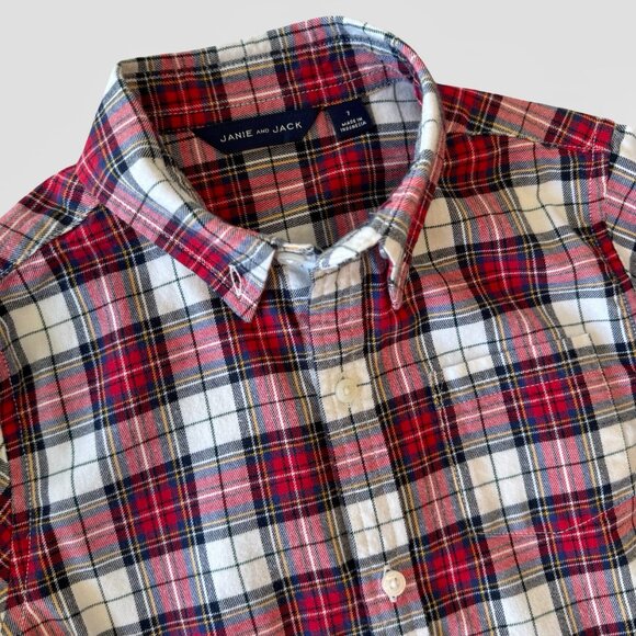 Boys Janie & Jack Tartan Flannel Shirt, Size 7 - Picture 6 of 7